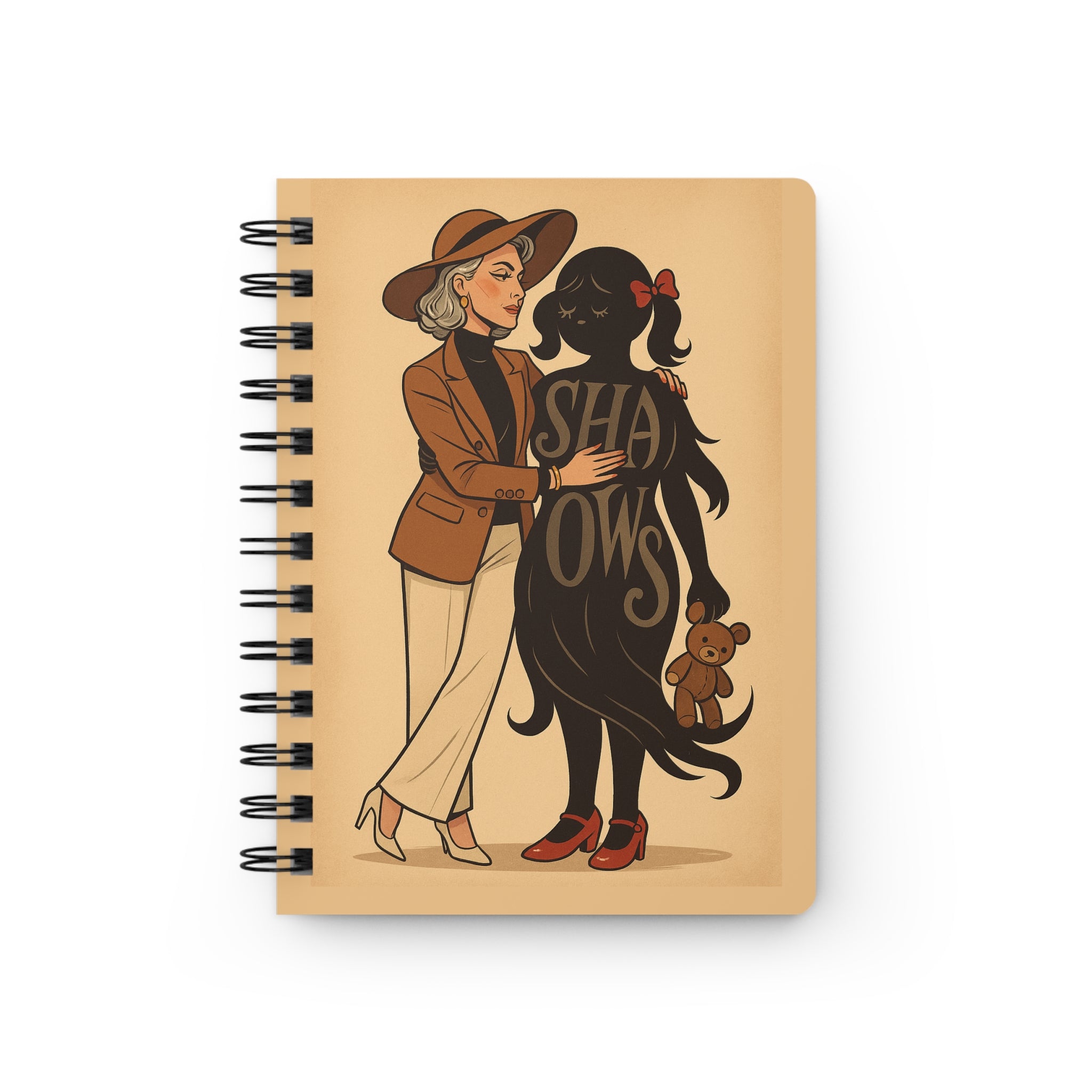 Shadows Journal — Cozy Witchy Spiral Notebook with 'Shadows' Illustration