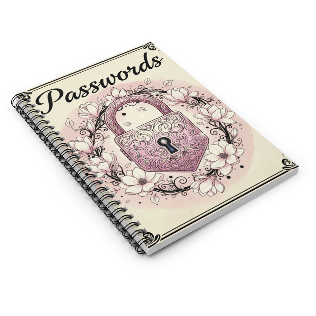 Password Lock Spiral Notebook — Ruled Journal for Secure Password Storage