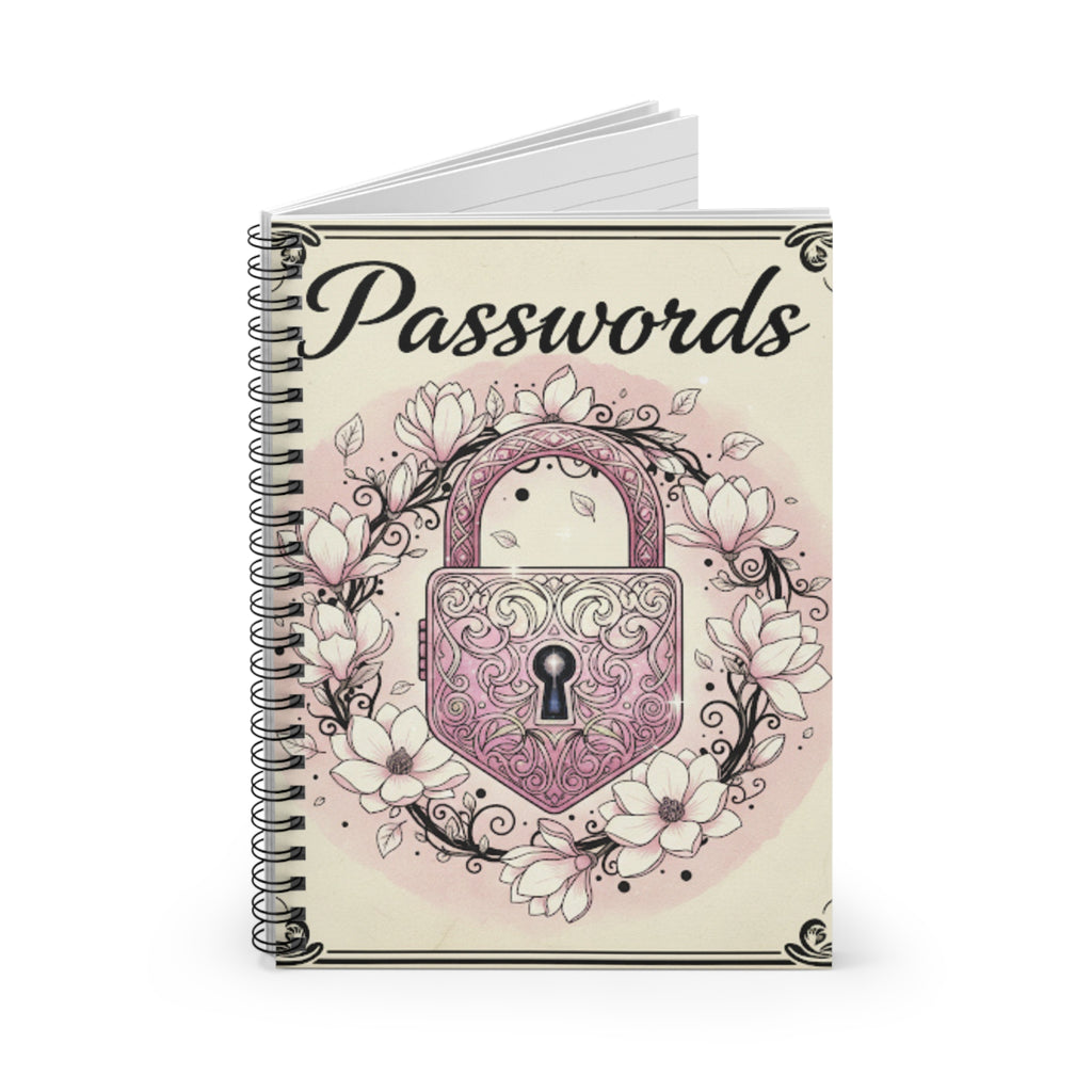 Password Lock Spiral Notebook — Ruled Journal for Secure Password Storage