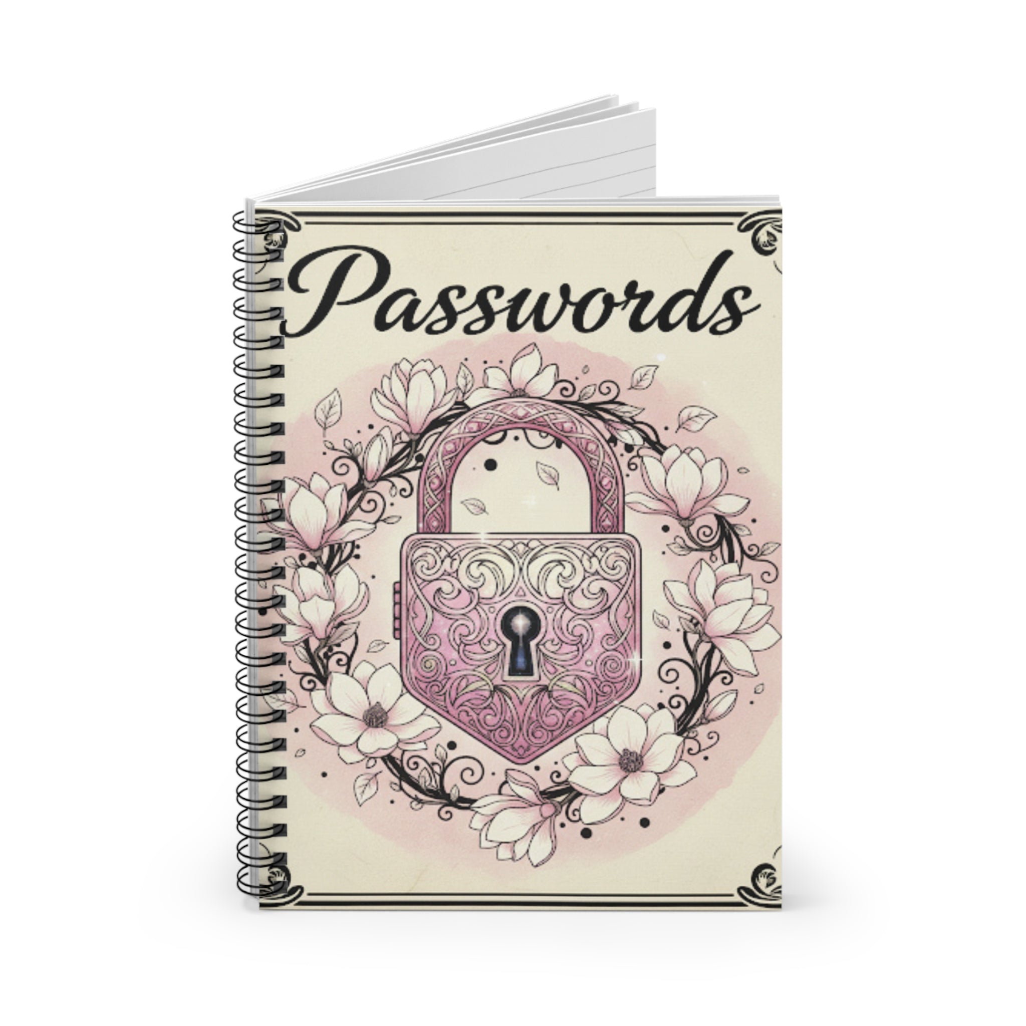 Password Lock Spiral Notebook — Ruled Journal for Secure Password Storage