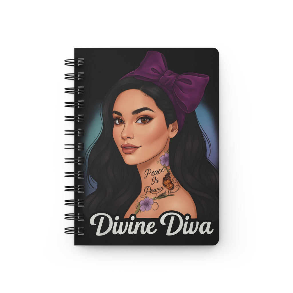 Divine Diva Spiral Journal — Fashionable Bow Portrait Notebook ("Divine Diva")
