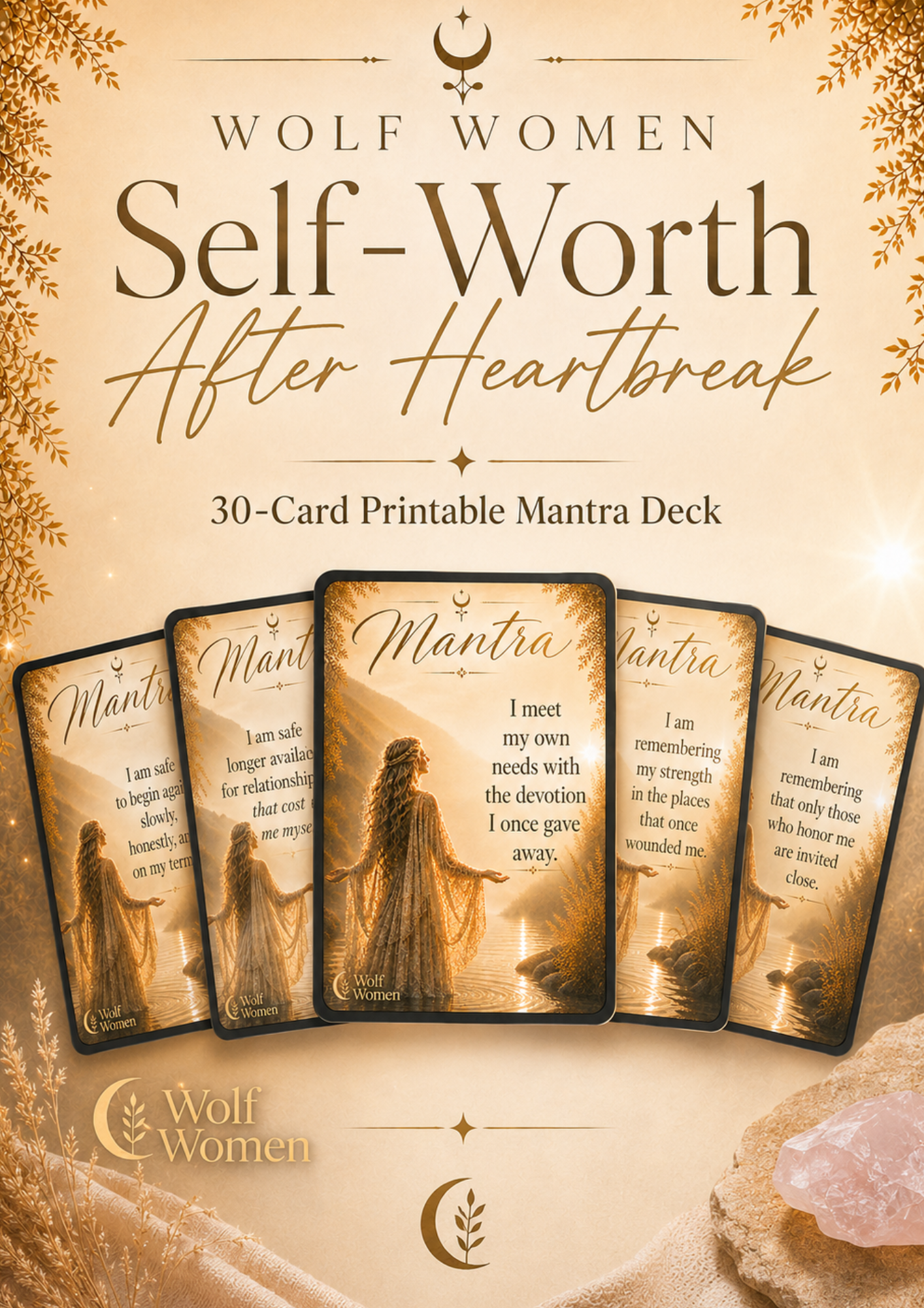 Self‑Worth After Heartbreak — 30 Printable Mantra Cards (Digital Download)