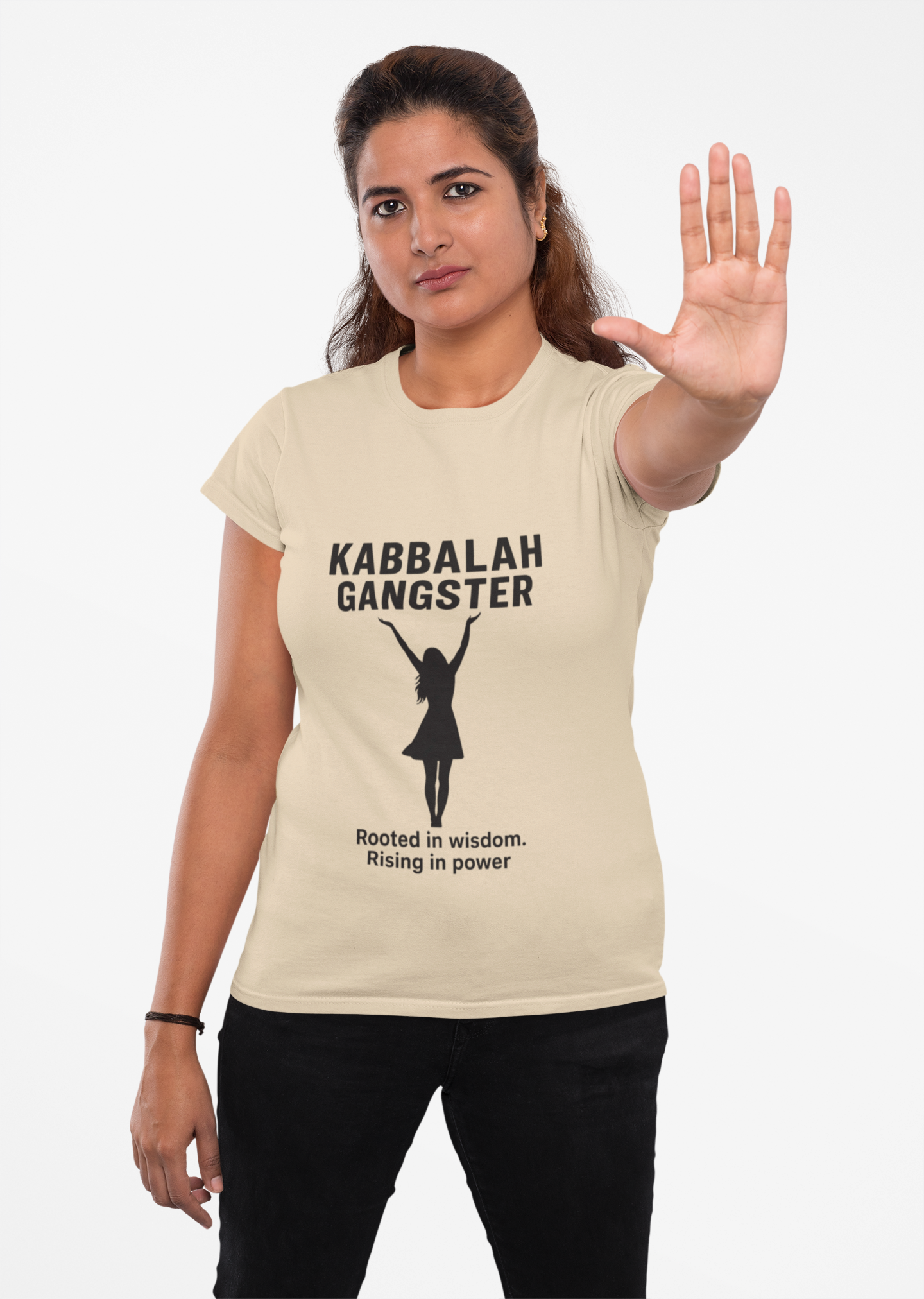 Kabbalah Gangster Women's Tee — "Rooted in Wisdom, Rising in Power" (Divinely Guided)