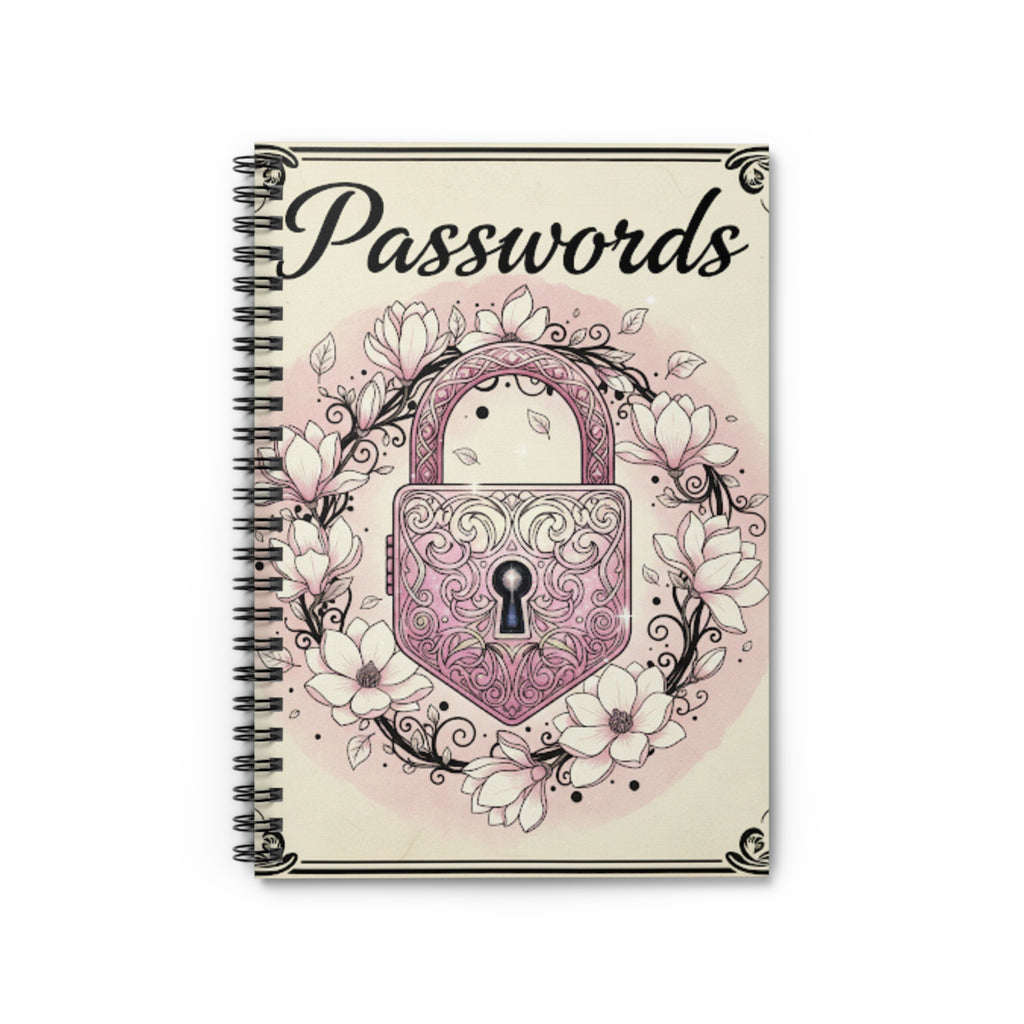 Password Lock Spiral Notebook — Ruled Journal for Secure Password Storage