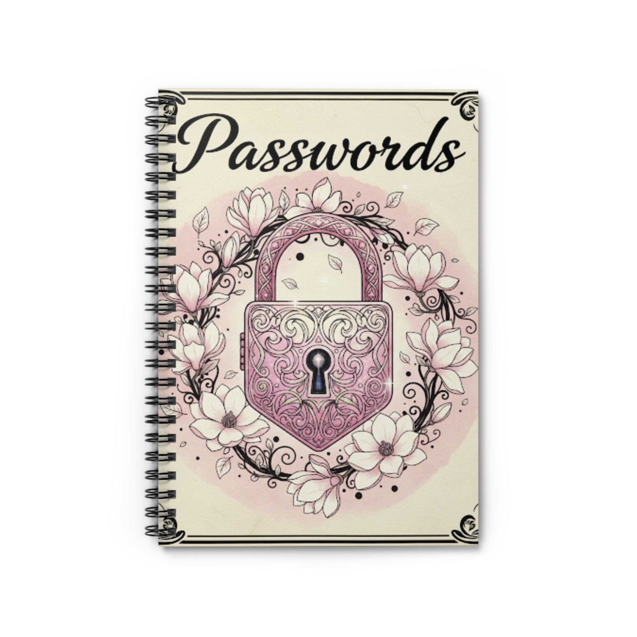 Password Lock Spiral Notebook — Ruled Journal for Secure Password Storage