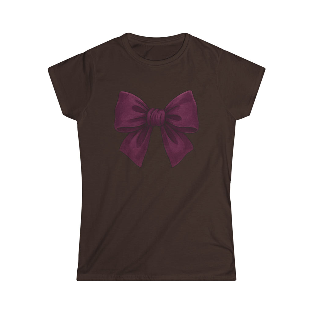 Women's Tee - Burgundy Bow Graphic Shirt
