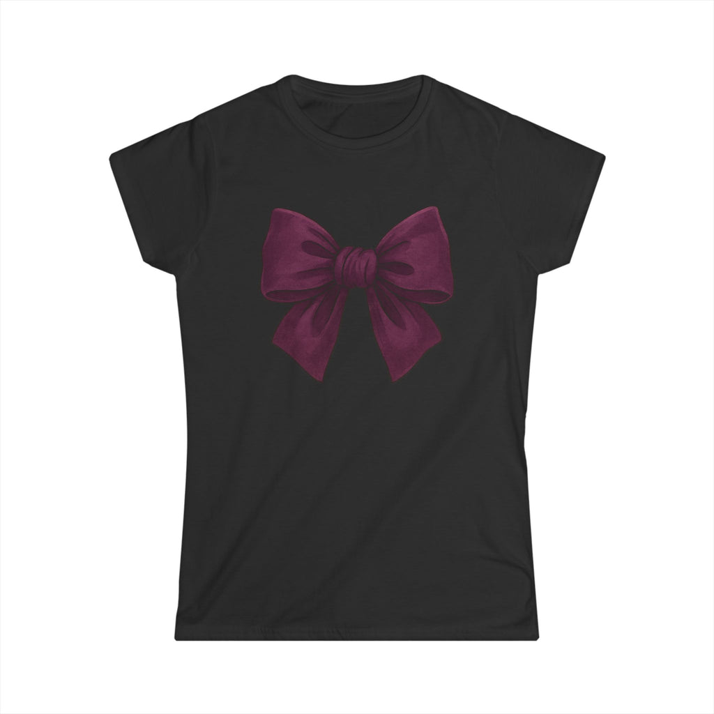 Women's Tee - Burgundy Bow Graphic Shirt