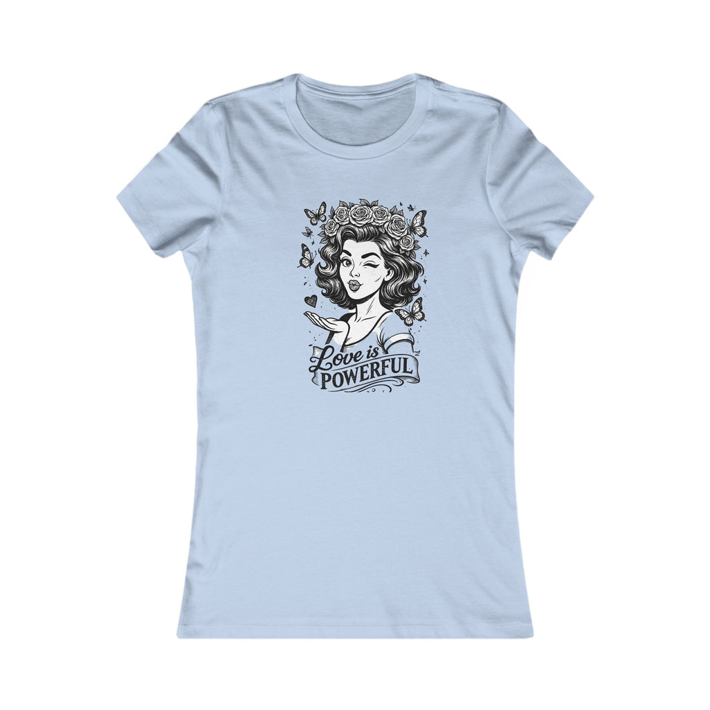 Love Is Powerful Women’s Tee — Vintage Floral Heart Graphic