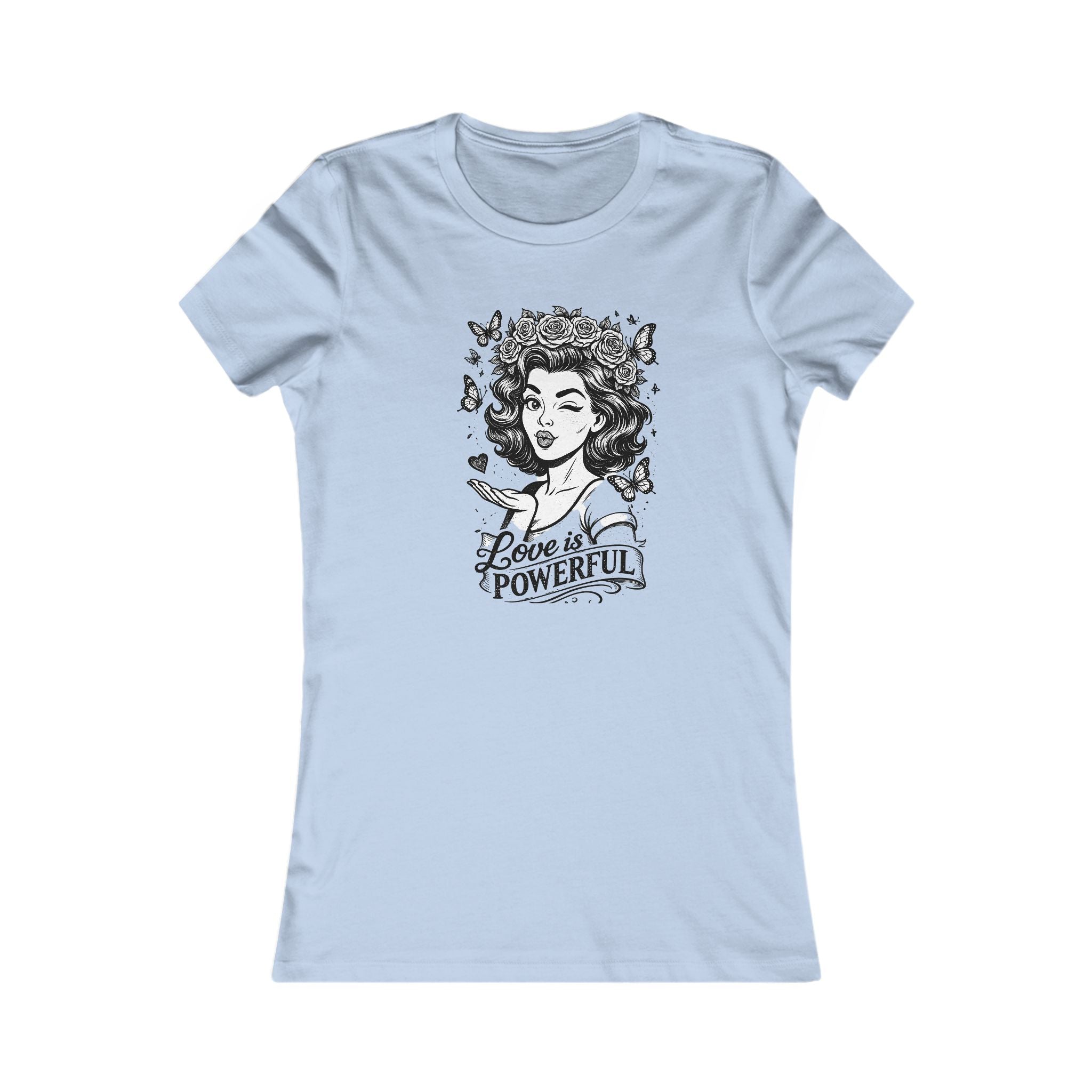 Love Is Powerful Women’s Tee — Vintage Floral Heart Graphic