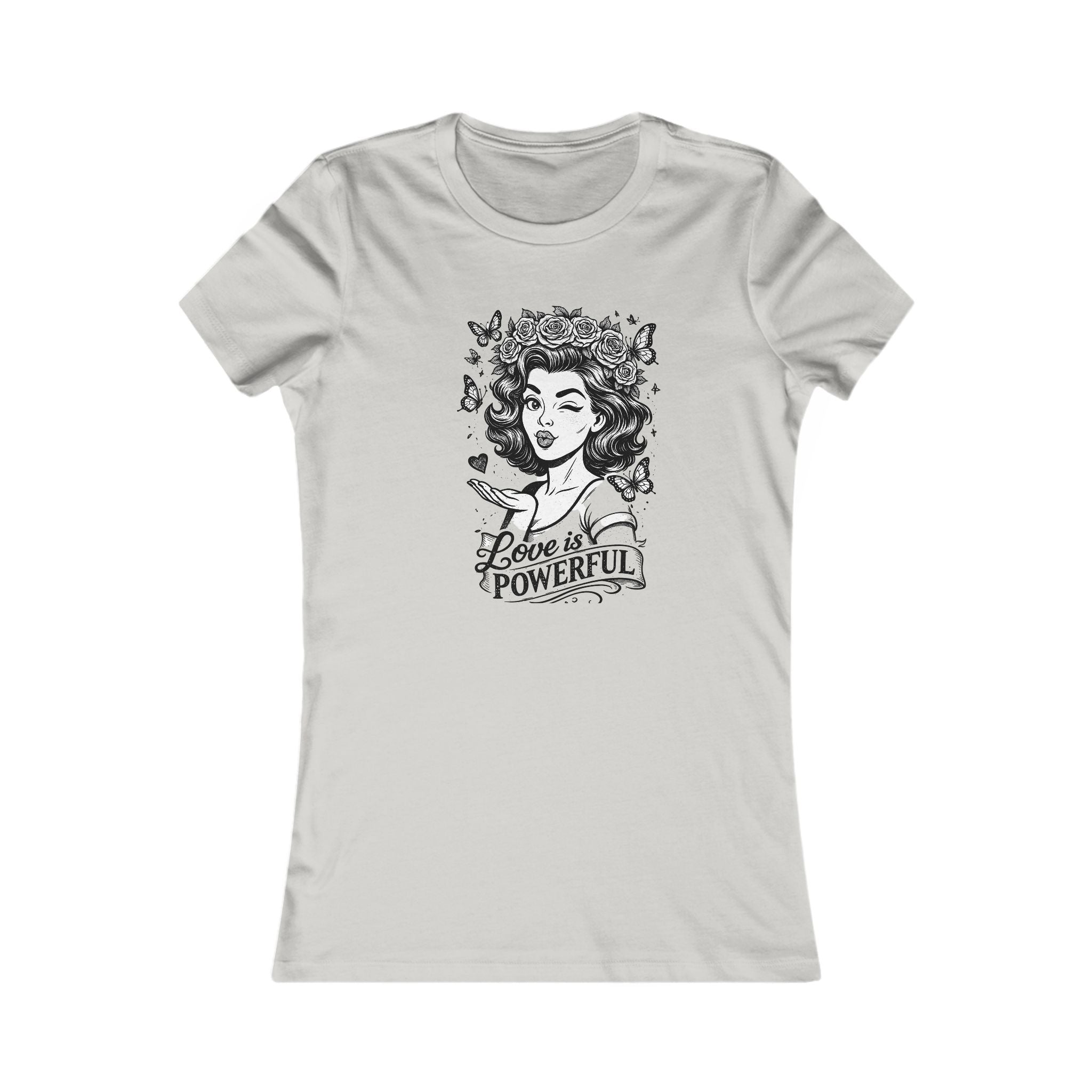 Love Is Powerful Women’s Tee — Vintage Floral Heart Graphic