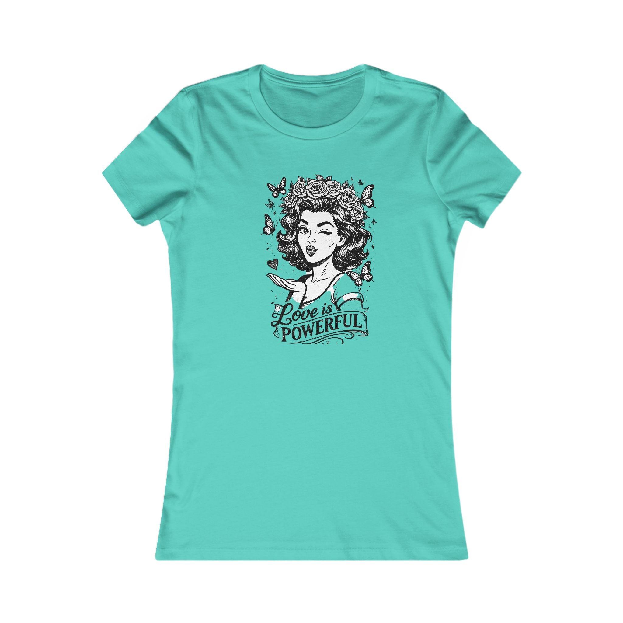 Love Is Powerful Women’s Tee — Vintage Floral Heart Graphic