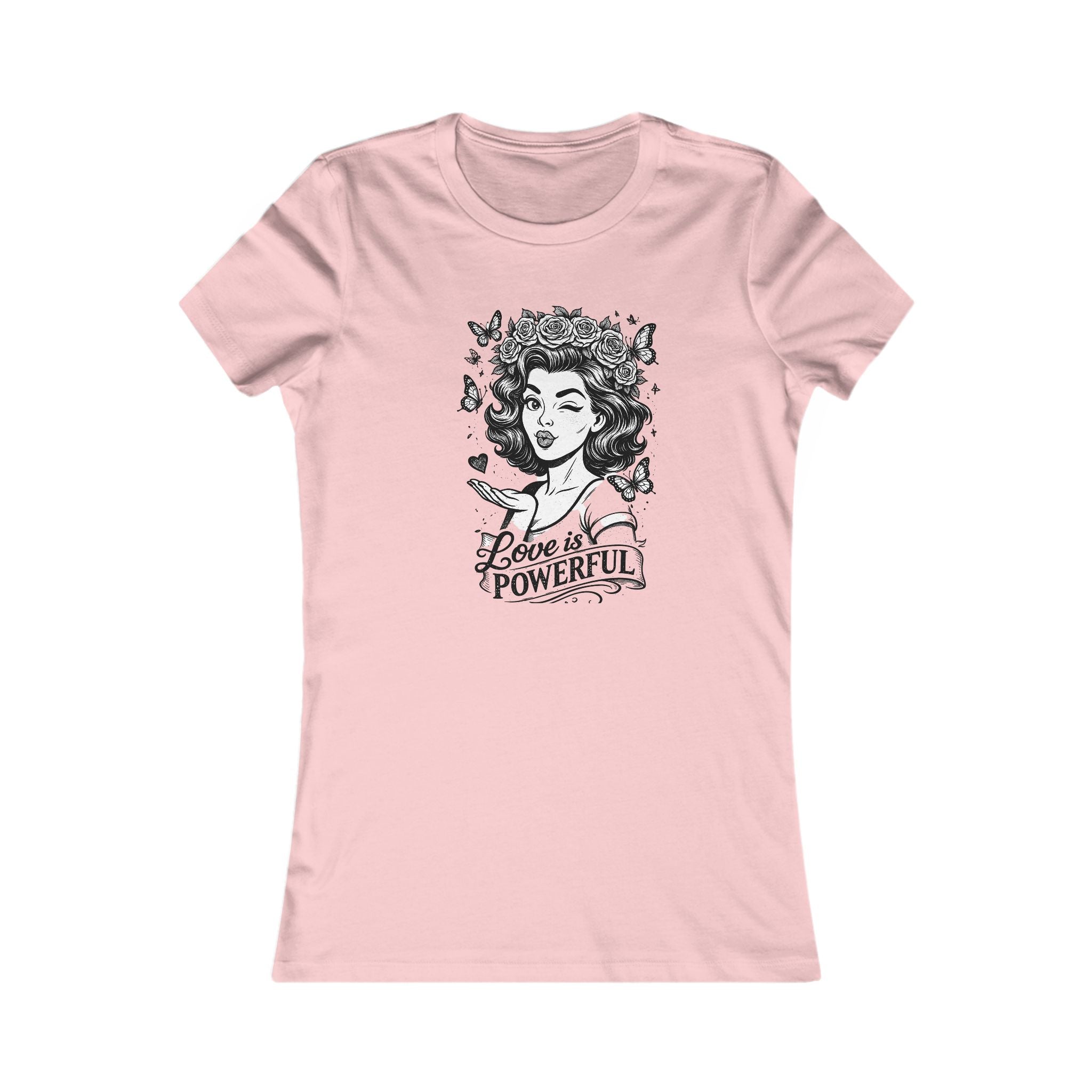 Love Is Powerful Women’s Tee — Vintage Floral Heart Graphic