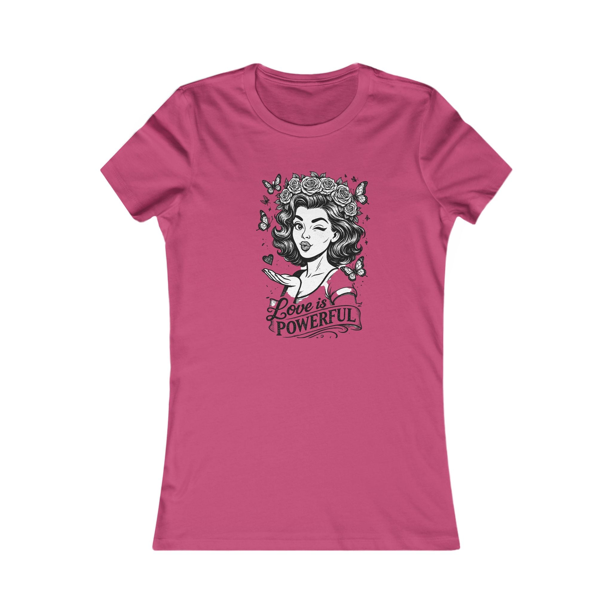 Love Is Powerful Women’s Tee — Vintage Floral Heart Graphic