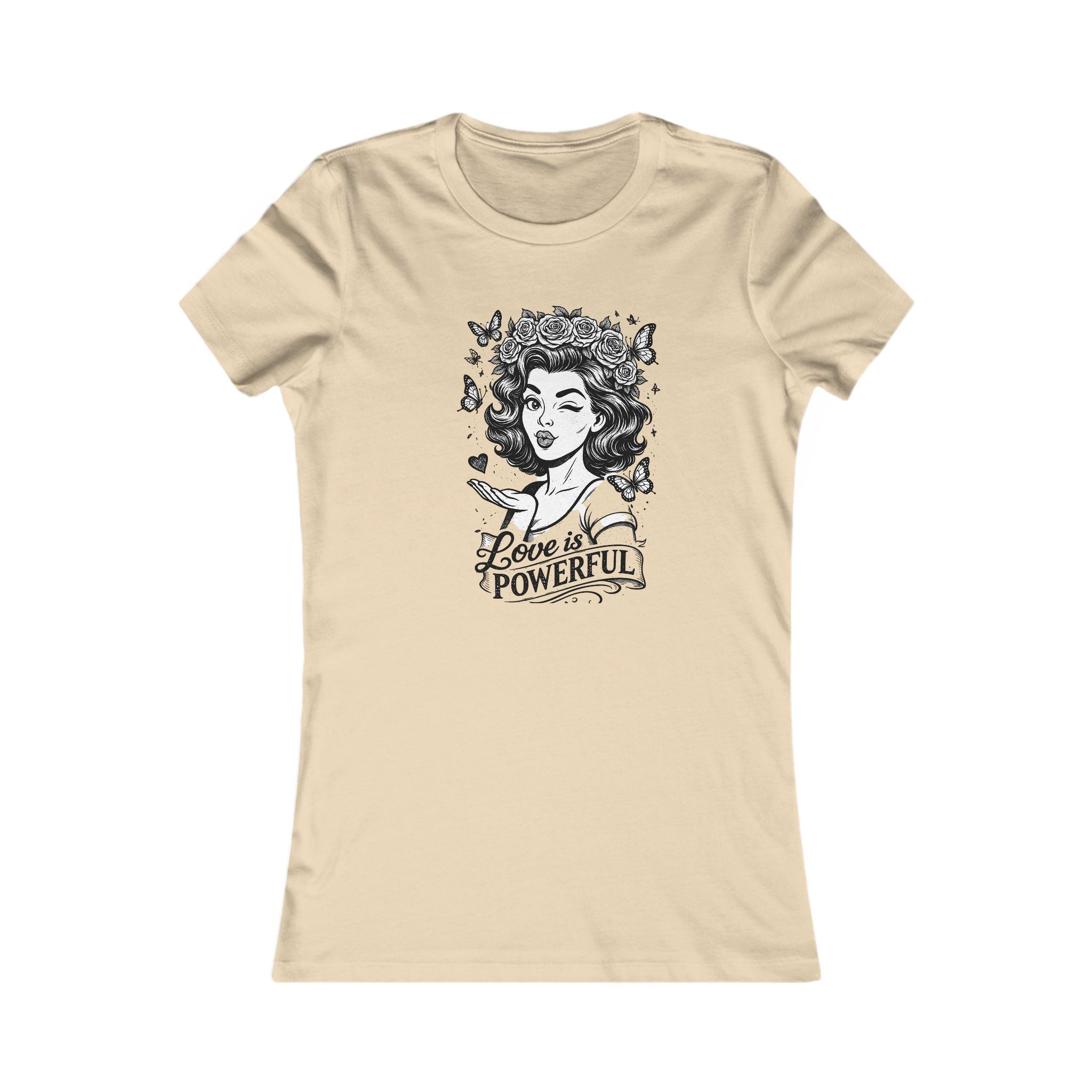 Love Is Powerful Women’s Tee — Vintage Floral Heart Graphic