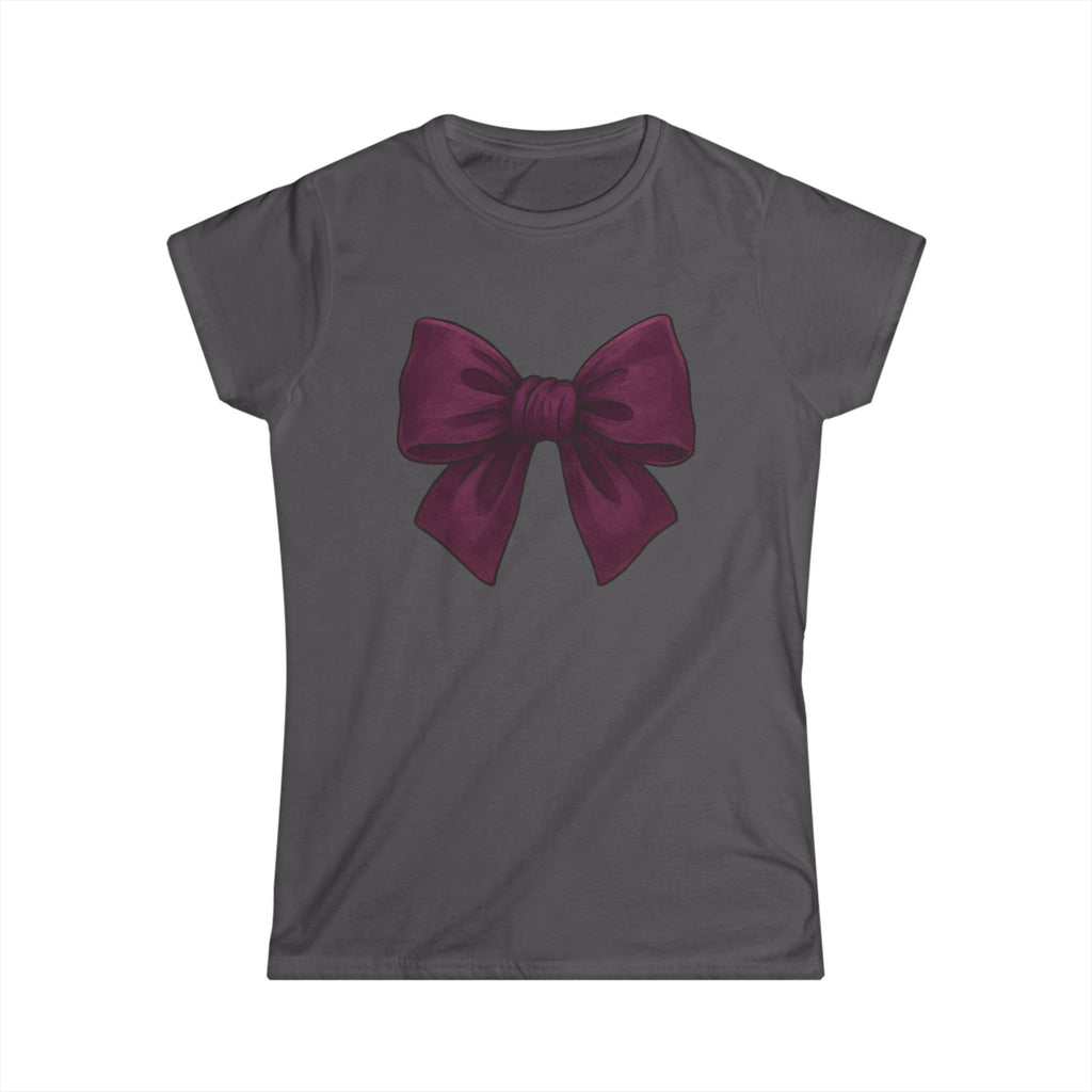 Women's Tee - Burgundy Bow Graphic Shirt