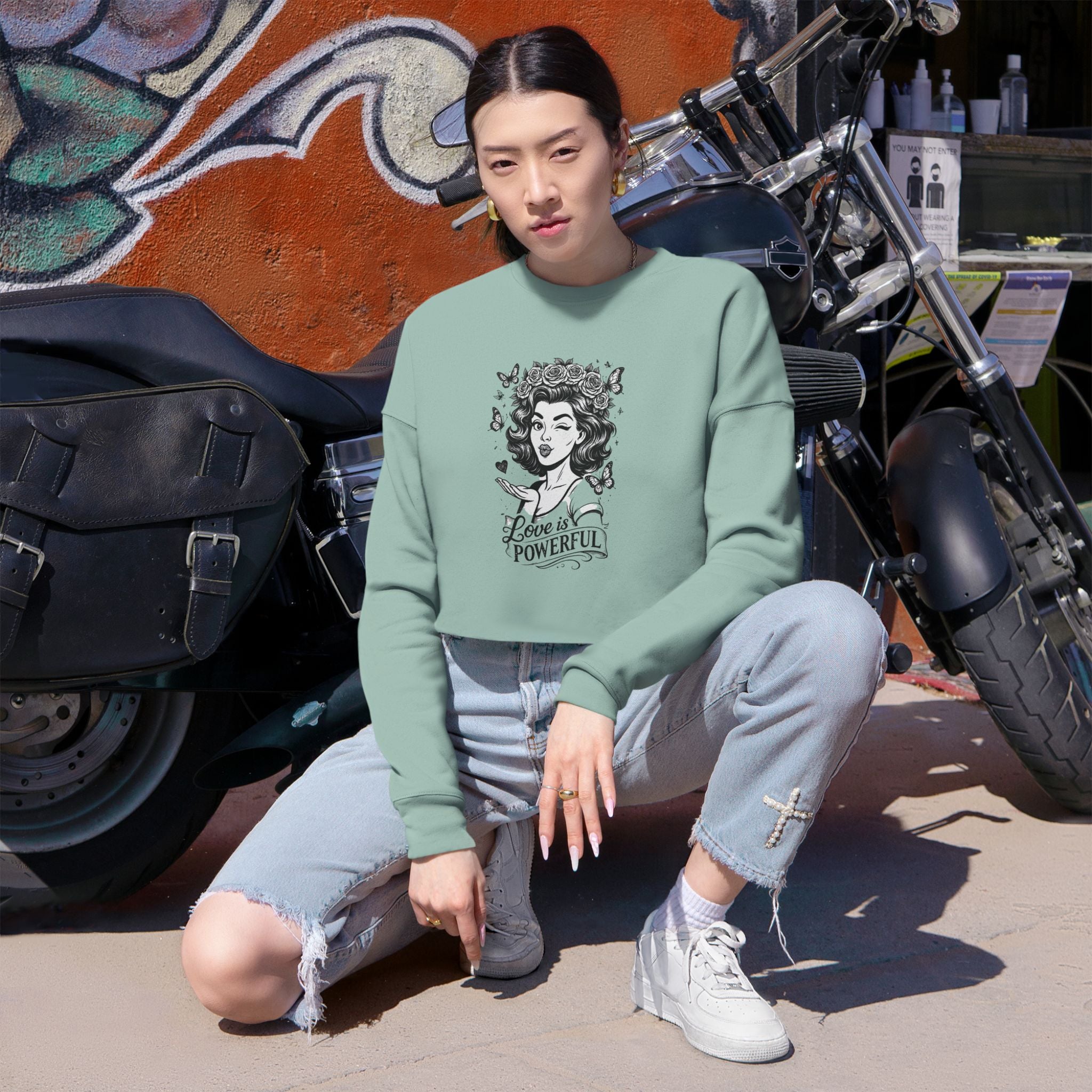 Love is Powerful Cropped Sweatshirt — Crop Top