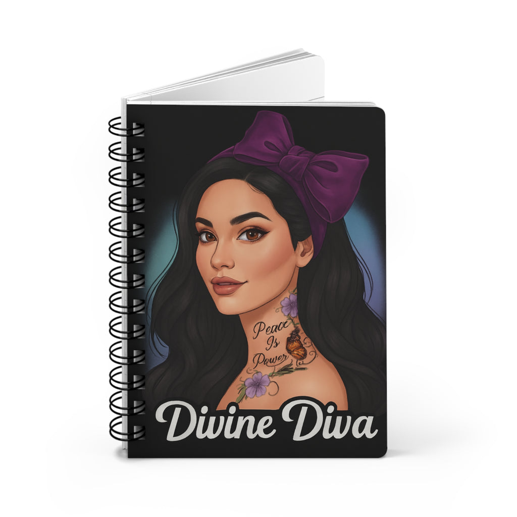 Divine Diva Spiral Journal — Fashionable Bow Portrait Notebook ("Divine Diva")