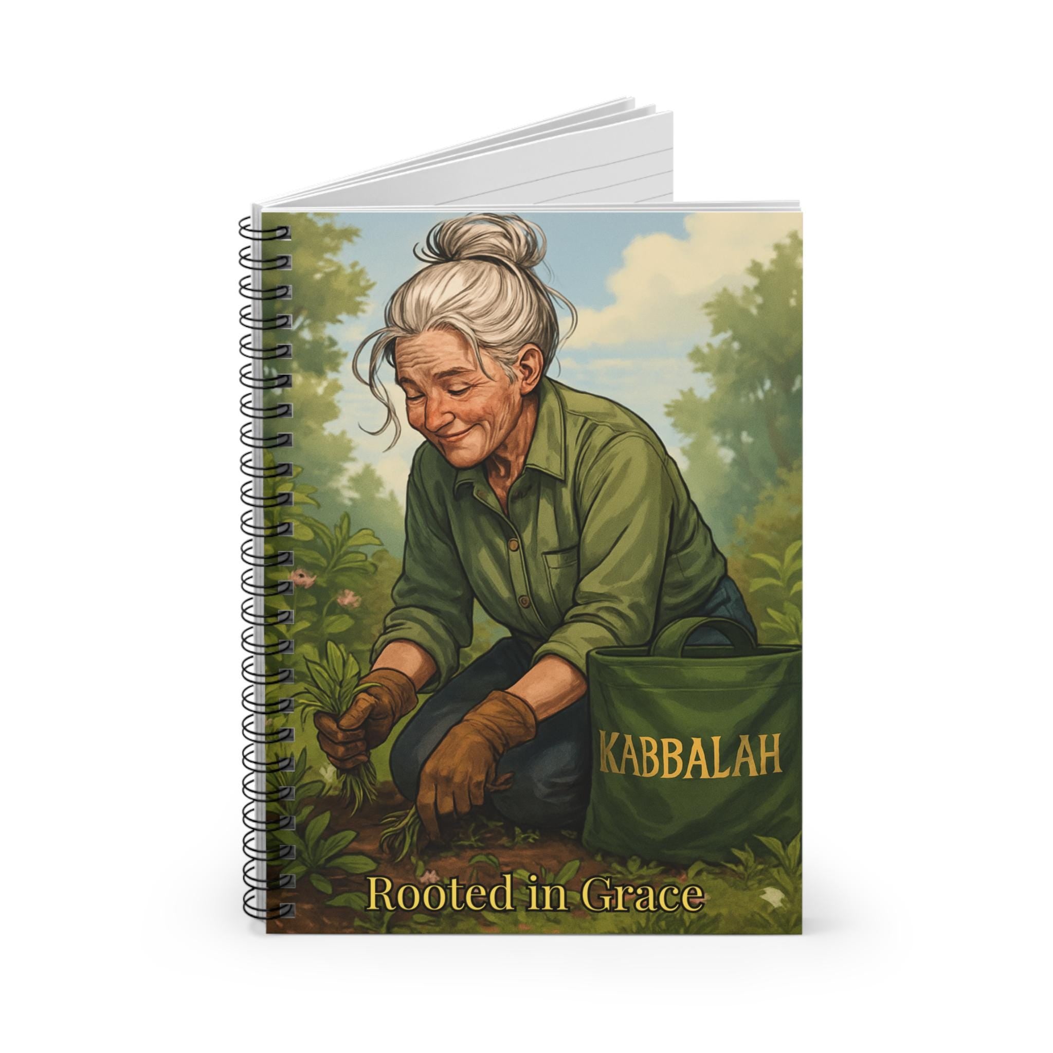 Rooted in Grace Gardener Illustration Notebook | Spiral Ruled Journal