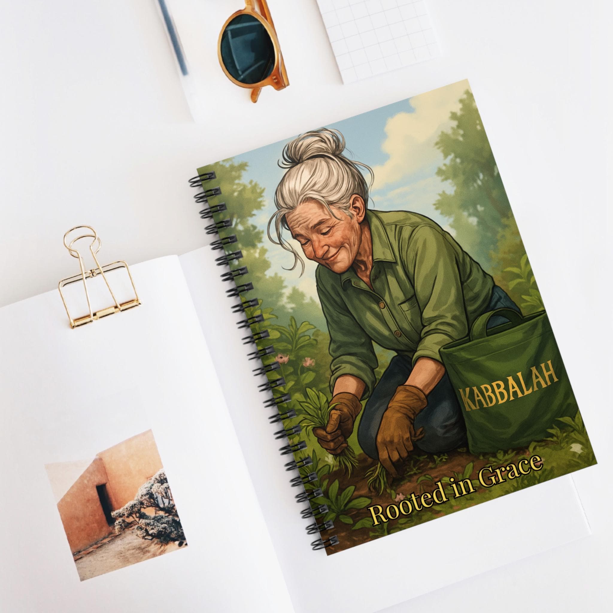 Rooted in Grace Gardener Illustration Notebook | Spiral Ruled Journal