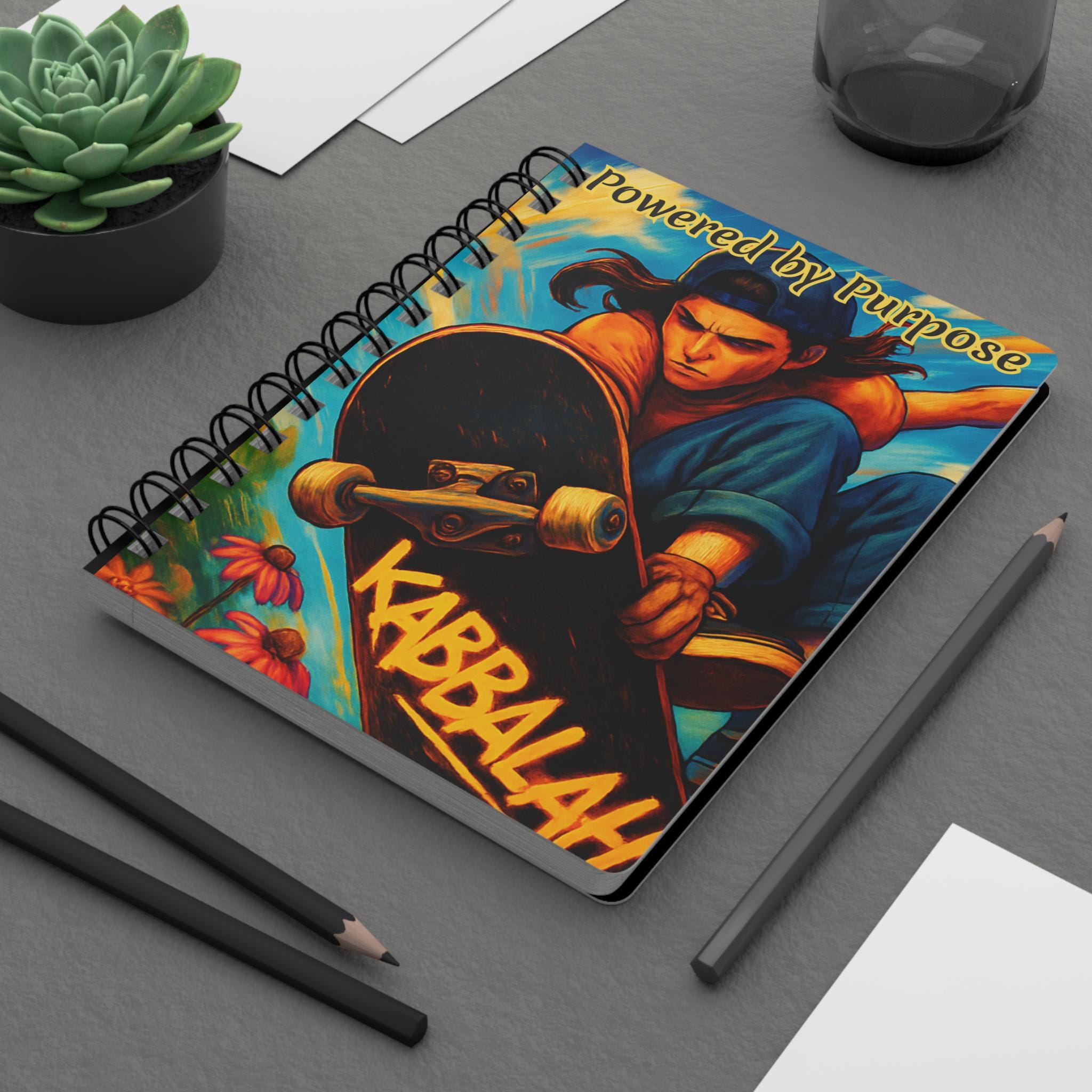 Kabbalah Skateboard Artwork Spiral Journal | Powered by Purpose notebook